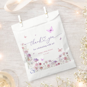 Butterfly Meadow Wildflowers Baby Shower Thank You Favour Bag