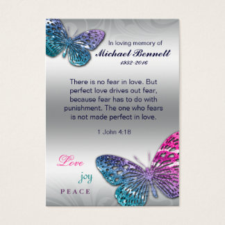 Butterfly Memorial Card Biblical 1 John 4:18