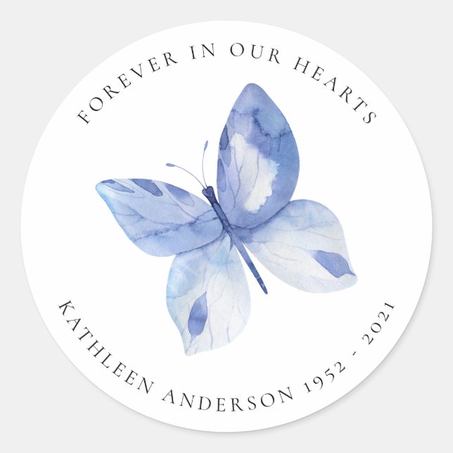 Butterfly Memorial Classic Round Sticker (Front)