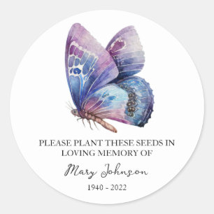 Butterfly Memorial Funeral Seed Packet Classic Round Sticker