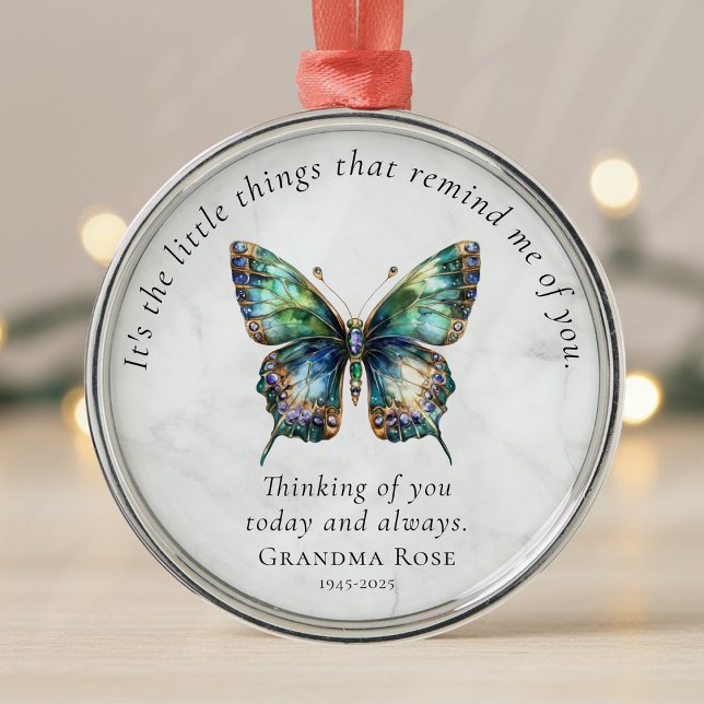 Butterfly Memorial Personalized Sympathy  Metal Ornament (Creator Uploaded)