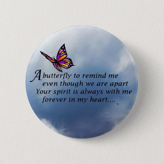 Butterfly  Memorial Poem 2 Inch Round Button (Front)