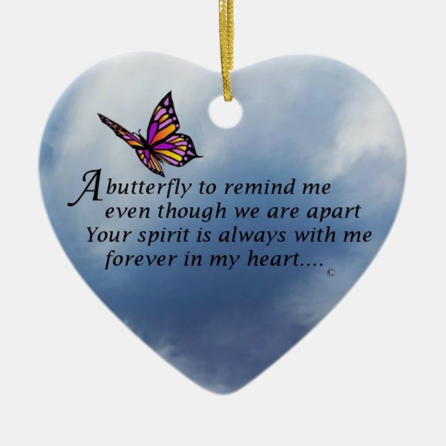 Butterfly  Memorial Poem Ceramic Ornament (Front)