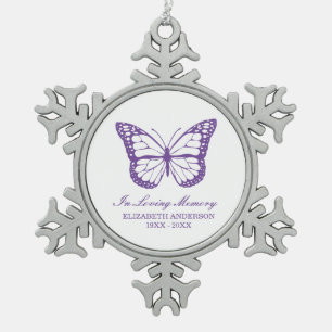 Butterfly Memorial Snowflake Pewter Christmas Ornament