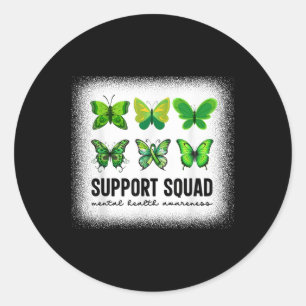 Butterfly Mental Health Awareness Support Squad Fa Classic Round Sticker