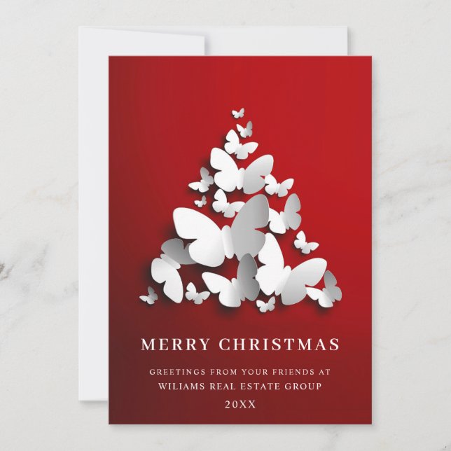 Butterfly Monarch Christmas Corporate Greeting Holiday Card (Front)
