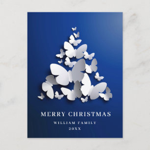 Butterfly Monarch Christmas Tree Greeting Holiday Postcard