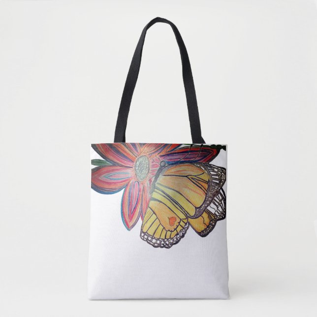 Butterfly monarch colourful two sided  tote bag (Front)