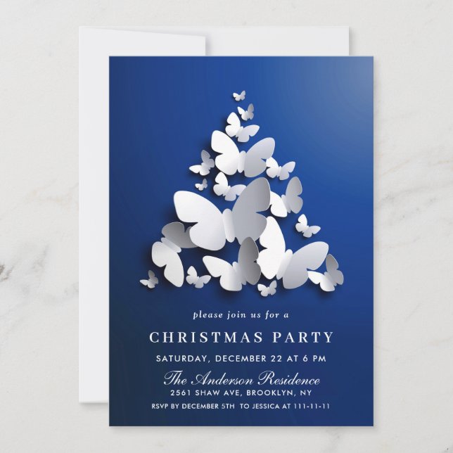 Butterfly Monarch Holiday CHRISTMAS PARTY Invitation (Front)