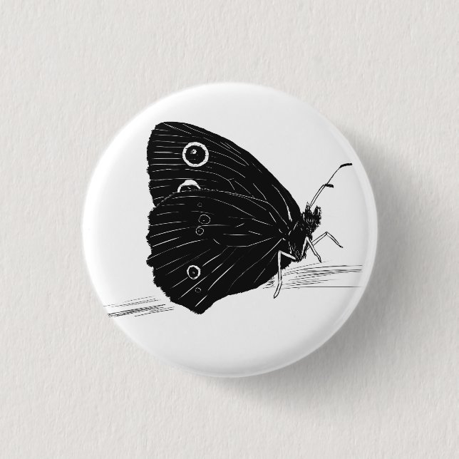 Butterfly Monochrome 1 Inch Round Button (Front)