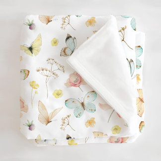 Butterfly Monogram Fleece Blanket