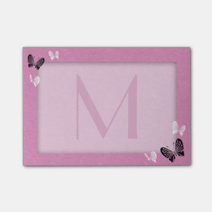 Butterfly Monogram on Pink Post-it Notes
