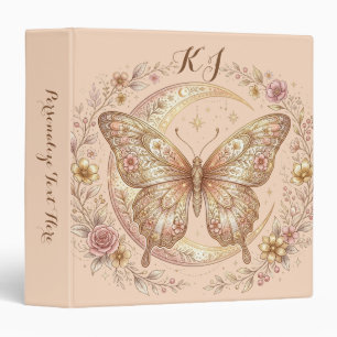 Butterfly Moon Floral Gold Personalized Design Binder