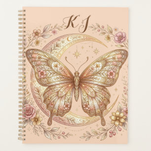 Butterfly Moon Floral Gold Personalized Design Planner