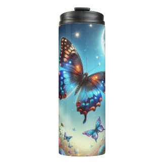 Butterfly  moon sun flowers  thermal tumbler