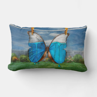 Butterfly - Morpho - I hate it when the colours ru Lumbar Pillow