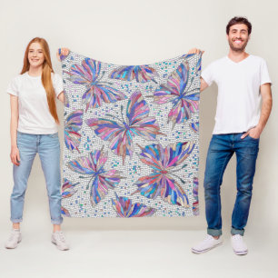 Butterfly Mosaic Pattern - pastels Fleece Blanket