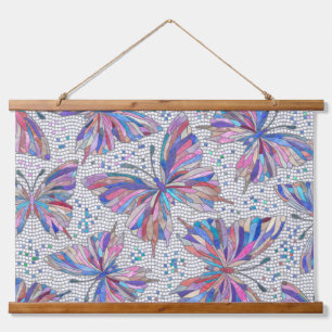 Butterfly Mosaic Pattern - pastels Hanging Tapestry