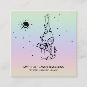 *~* Butterfly Moth Magic Boho Potion Rainbow Square Business Card