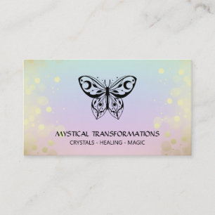 *~* Butterfly Moth Magic Boho Rainbow Pastel Business Card