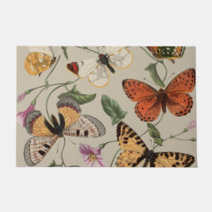 Butterfly Moth Nature Collection Drawing Doormat