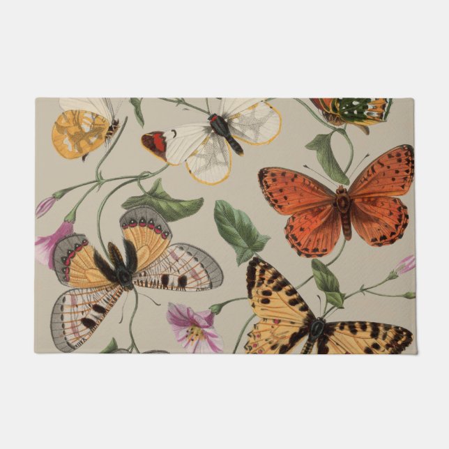 Butterfly Moth Nature Collection Drawing Doormat (Front)