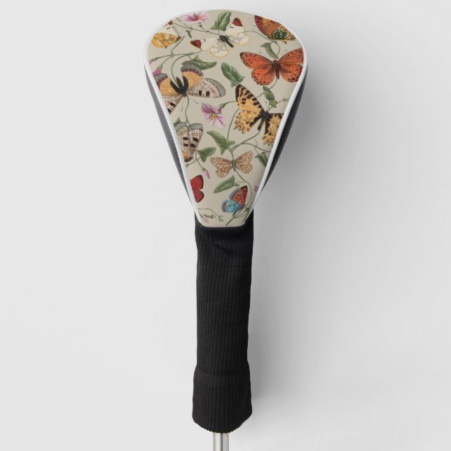Butterfly Moth Nature Collection Drawing Golf Head Cover (Front)