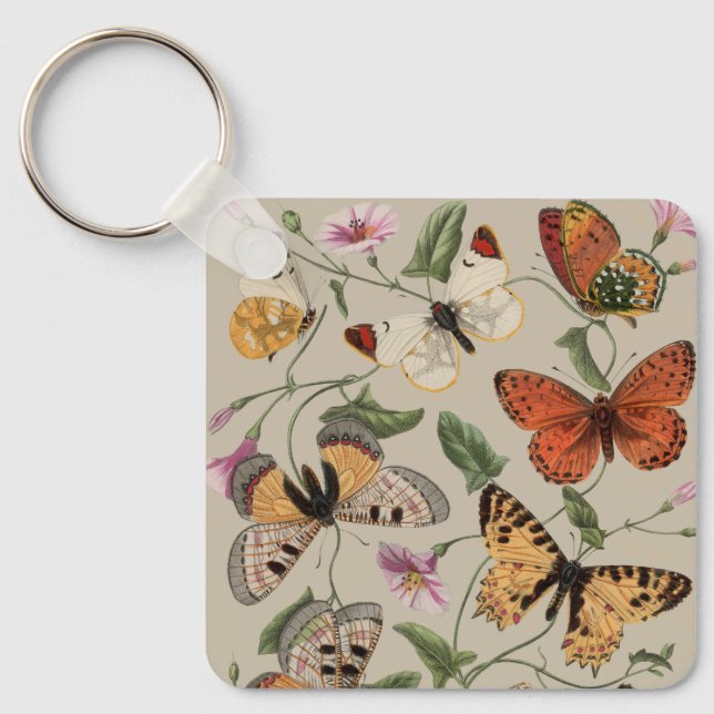 Butterfly Moth Nature Collection Drawing Keychain (Front)