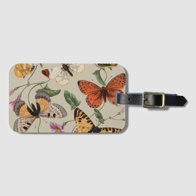 Butterfly Moth Nature Collection Drawing Luggage Tag (Front Horizontal)