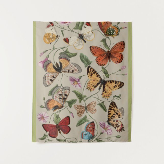 Butterfly Moth Nature Collection Drawing Tapestry (Front)