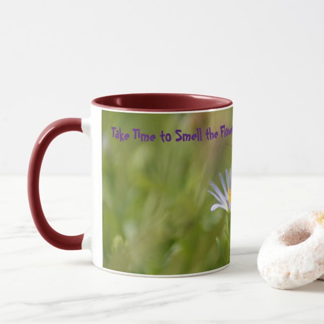Butterfly Mug, Take Time to Smell the Flowers Mug (With Donut)