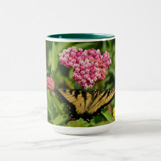 Butterfly mug with milkweed flowers