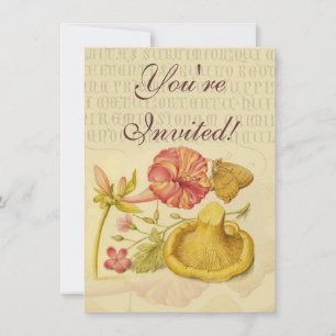 Butterfly Mushroom Flower Watercolor Painting Invitation