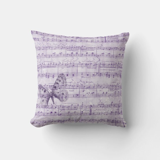 Butterfly Musical Romance Throw Pillow (Front)