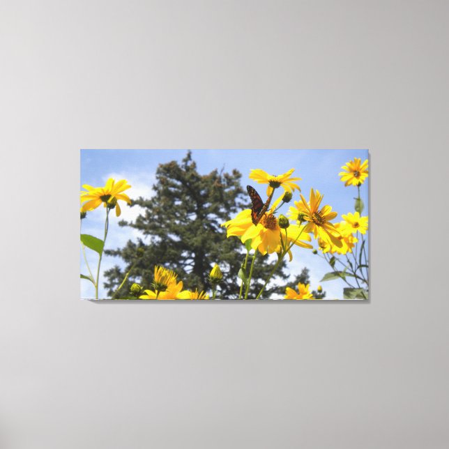 Butterfly N Sunflowers 2 Wrapped Canvas (Front)