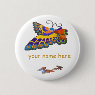 Butterfly name badge 2 inch round button
