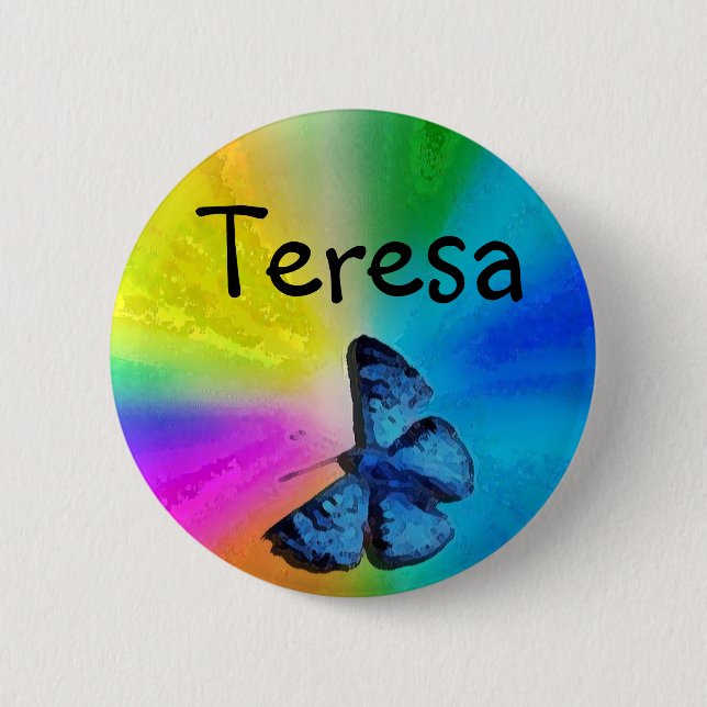 butterfly name badge 2 inch round button (Front)