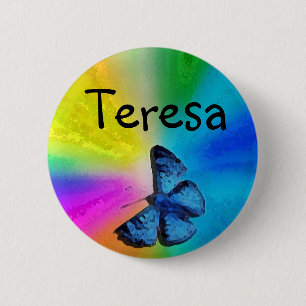 butterfly name badge 2 inch round button