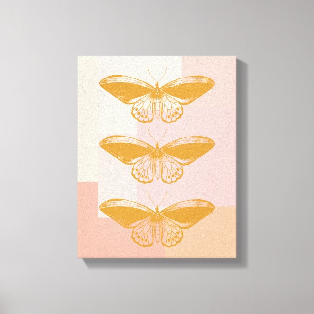 Butterfly Nature Illustration in Pink | Cute Canvas Print (Front)