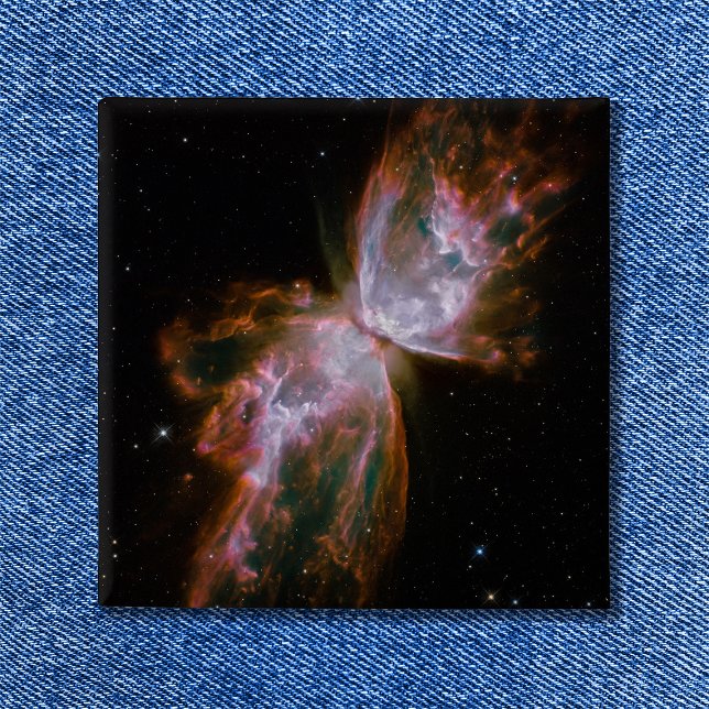 Butterfly Nebula Celestial Space Photo 2 Inch Square Button (Butterfly Nebula Button)