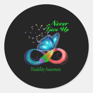 Butterfly Never Give Up Disability Awareness _1 Classic Round Sticker