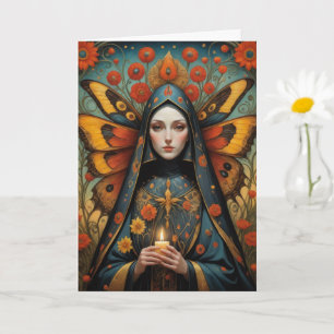 Butterfly Nun Holding Candle All Occasion Blank Card