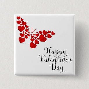 Butterfly of hearts 2 inch square button