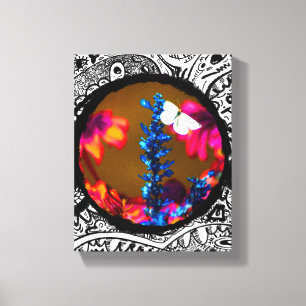 Butterfly on a Flower Colourful Phrame Art Canvas Print