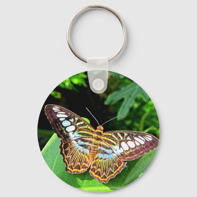 Butterfly on a Leaf Keychain (Front)