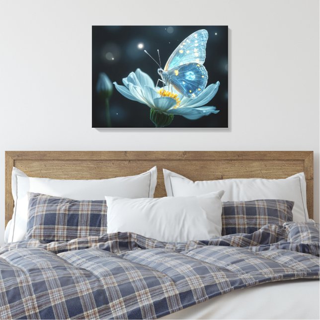Butterfly On a Moonflower Canvas Print (Insitu(Bedroom))