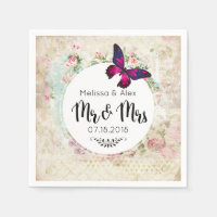 Butterfly on a Shabby Vintage Collage Mr and Mrs