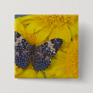 Butterfly on a Yellow Flower 2 Inch Square Button