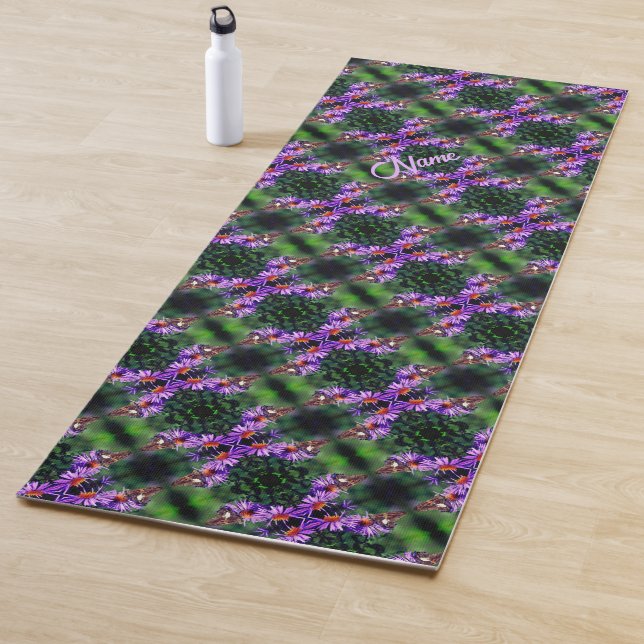 Butterfly On Aster Flower Abstract Personalized Yoga Mat (In Situ)