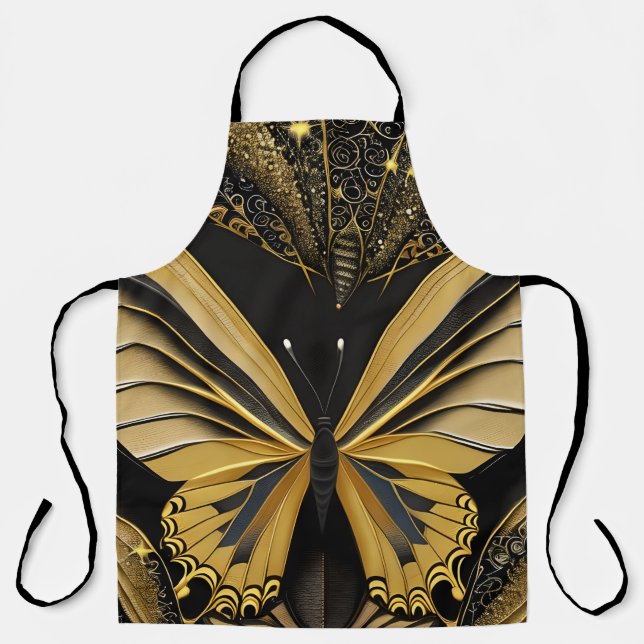 Butterfly on Black Apron (Front)